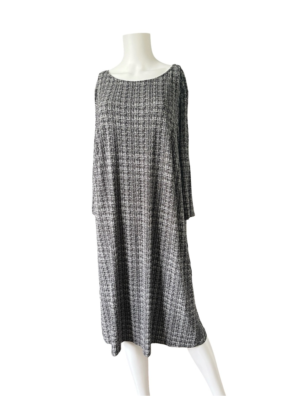 J Jill Wearever Collection Dress Black White Knit Long Sleeve Pullover Neutral - Picture 8 of 8